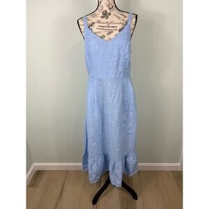 NWT Rachel Zoe 100% Linen Blue Midi dress with pockets